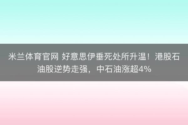米兰体育官网 好意思伊垂死处所升温！港股石油股逆势走强，中石油涨超4%